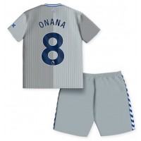 Camisa de Futebol Everton Amadou Onana #8 Equipamento Alternativo Infantil 2023-24 Manga Curta (+ Calças curtas)